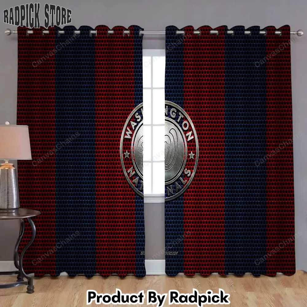 Radpick washington nationals window curtains american baseball club metal red blue metal mesh curtains living room curtains for window rp85294